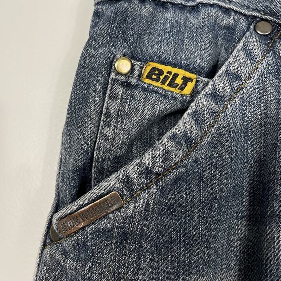 Bilt 0398 Iron Workers Jeans Mens 32x31 Blue Double Knee Padded Motorcycle Work - Picture 5 of 16